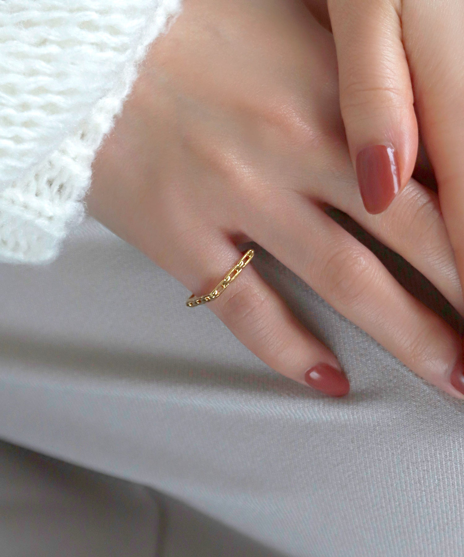 ANEMONE】チェーンモチーフスクエアピンキーリング｜アネモネ