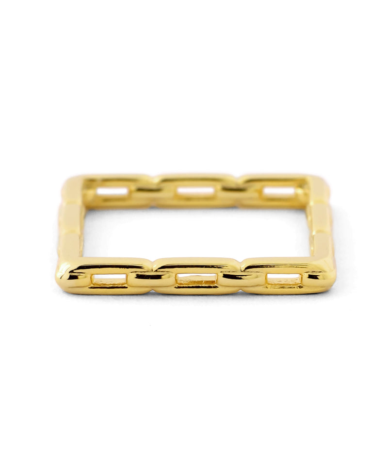 Chain motif square pinky ring