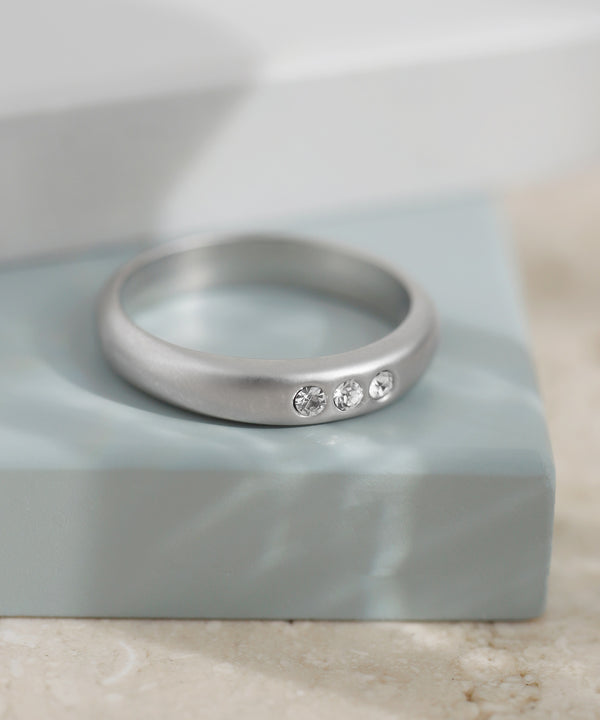3-bead x matte metal pinky ring