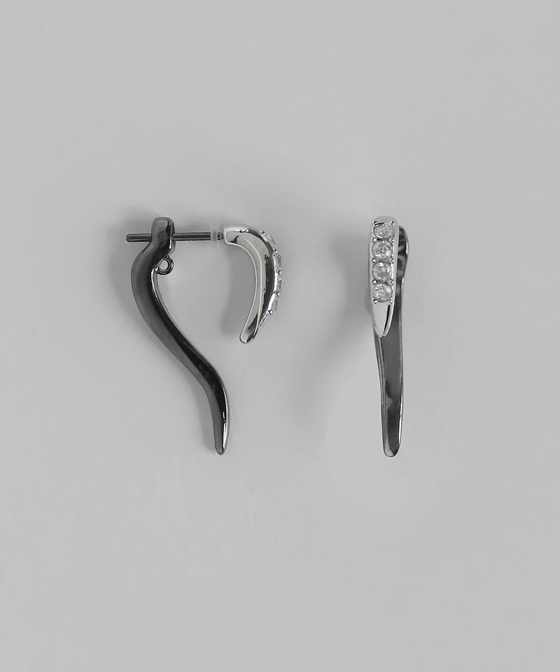 ビジュー×コンビカラーバックキャッチピアス[Basic]