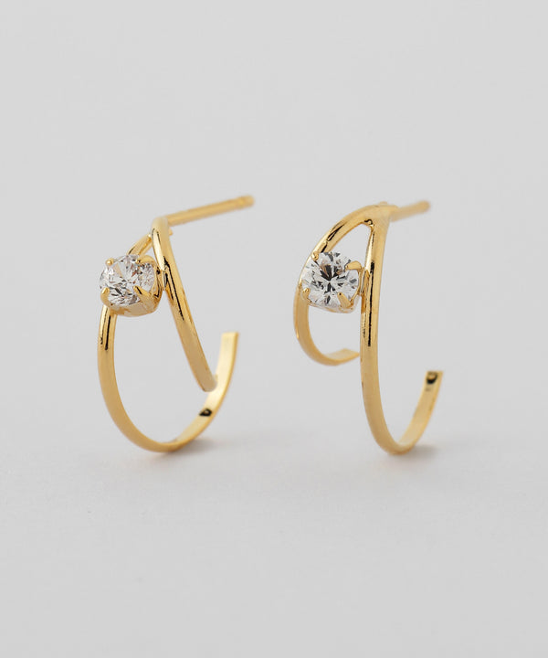 ビジューダブルフープピアス[Sheerchic]