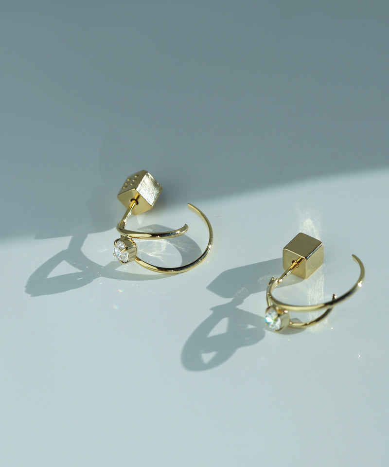 ビジューダブルフープピアス[Sheerchic]