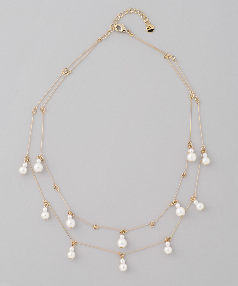 Swing pearl double necklace
