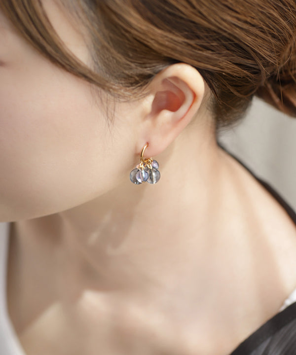 Clear Color Sphere Hoop Earrings