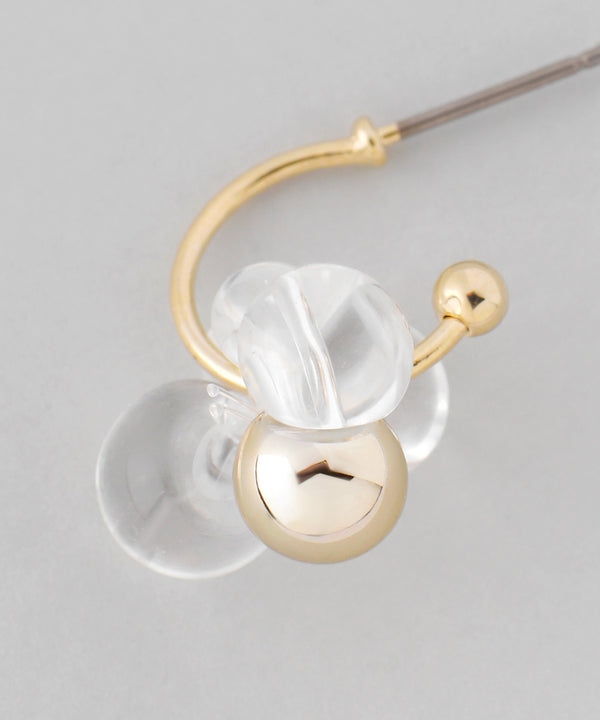 Clear x Metal Sphere Hoop Earrings