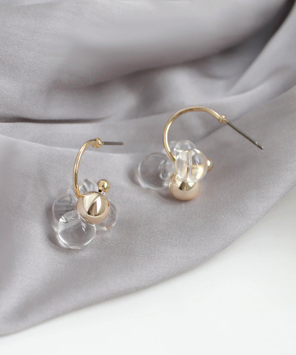 Clear x Metal Sphere Hoop Earrings