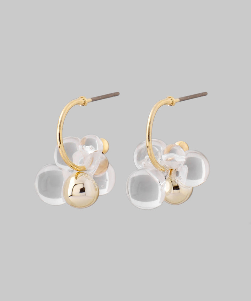 Clear x Metal Sphere Hoop Earrings