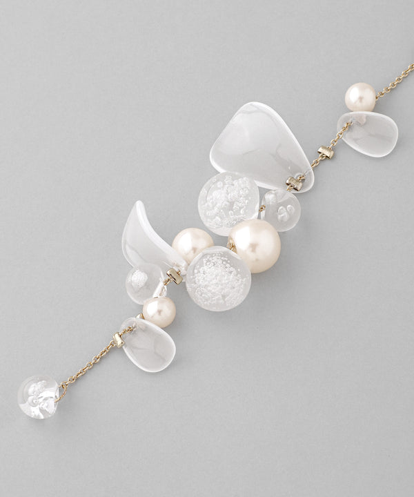 パール×ホワイトフラワーピアス[Hanayome]