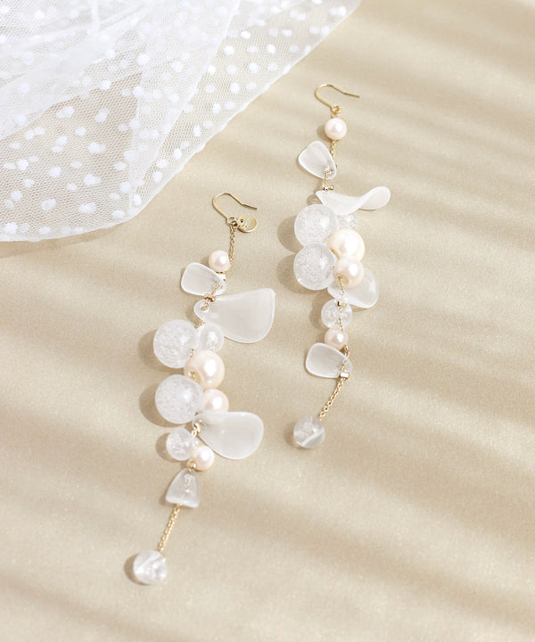 パール×ホワイトフラワーピアス[Hanayome]