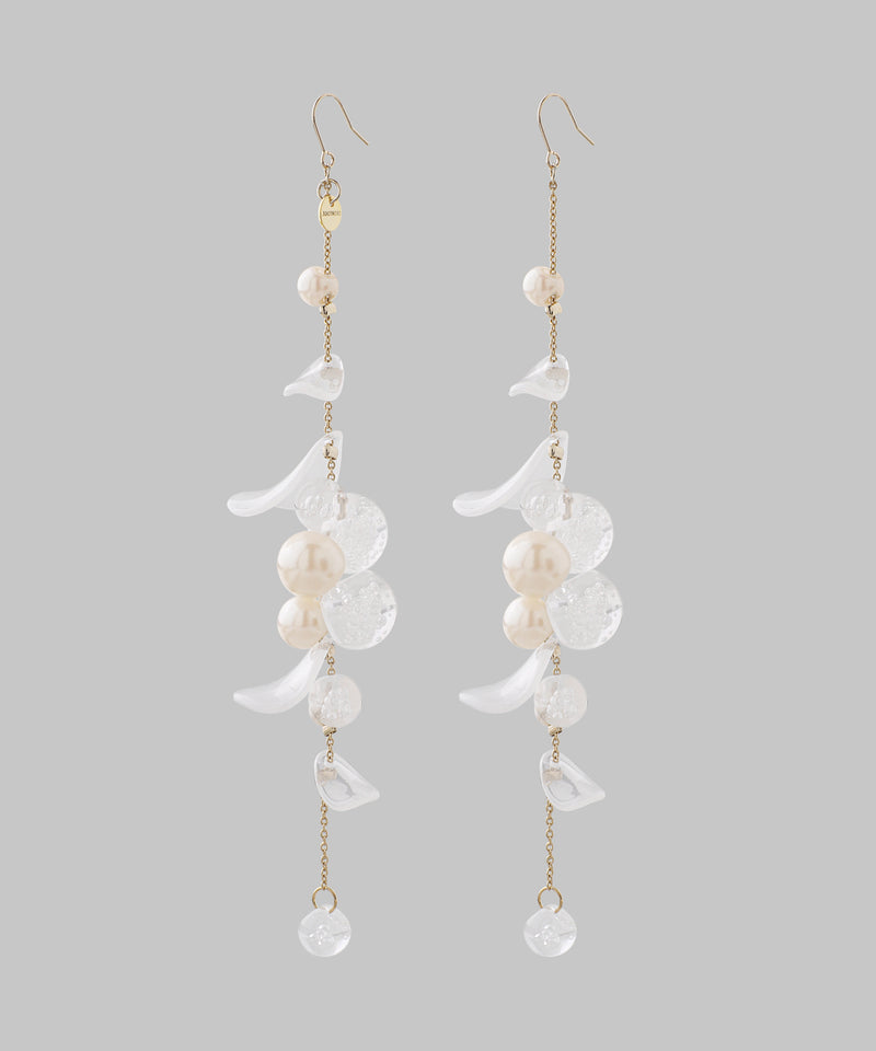 パール×ホワイトフラワーピアス[Hanayome]