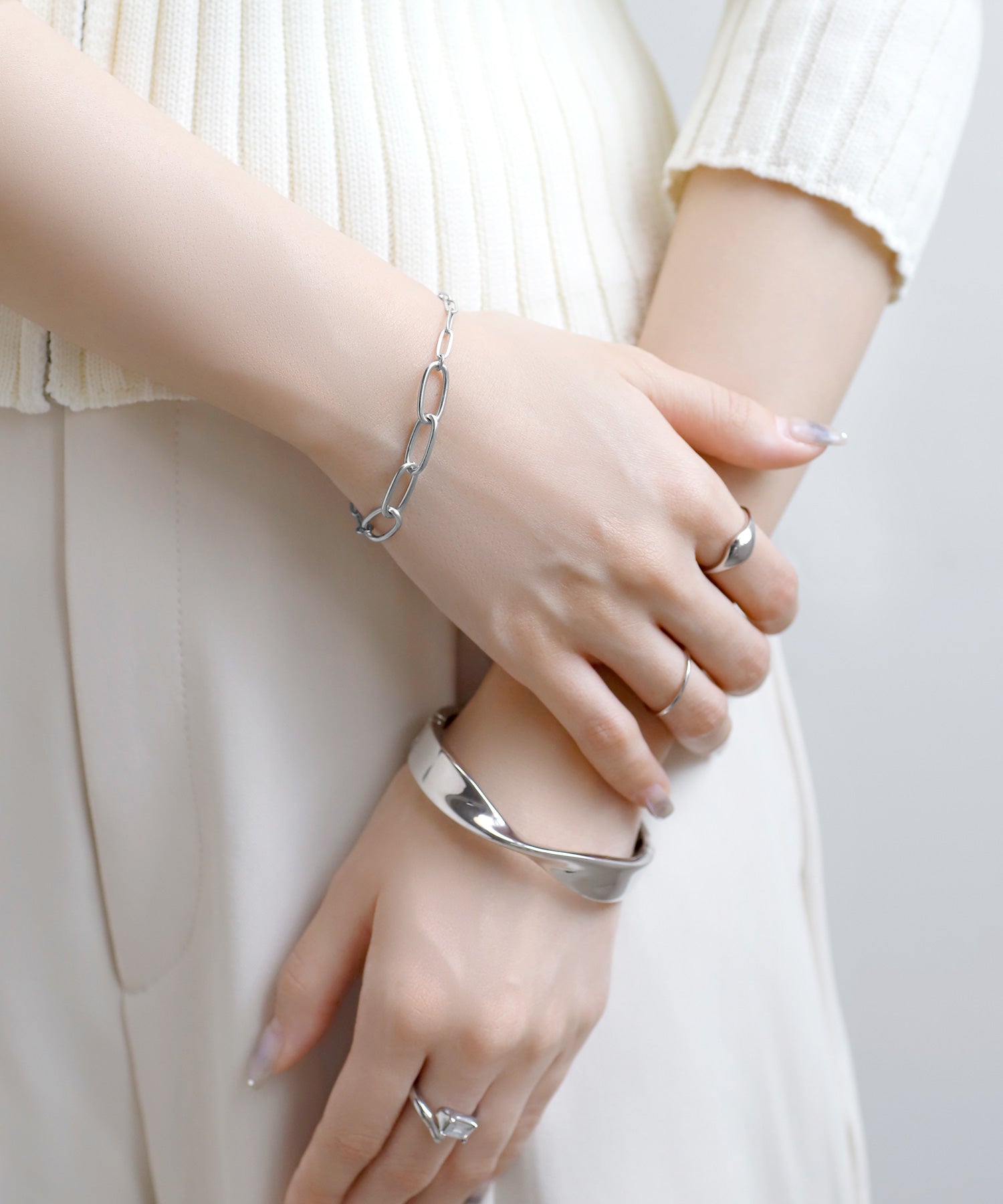 ANEMONE】【ステンレス】オーバルチェーンブレスレット｜アネモネ