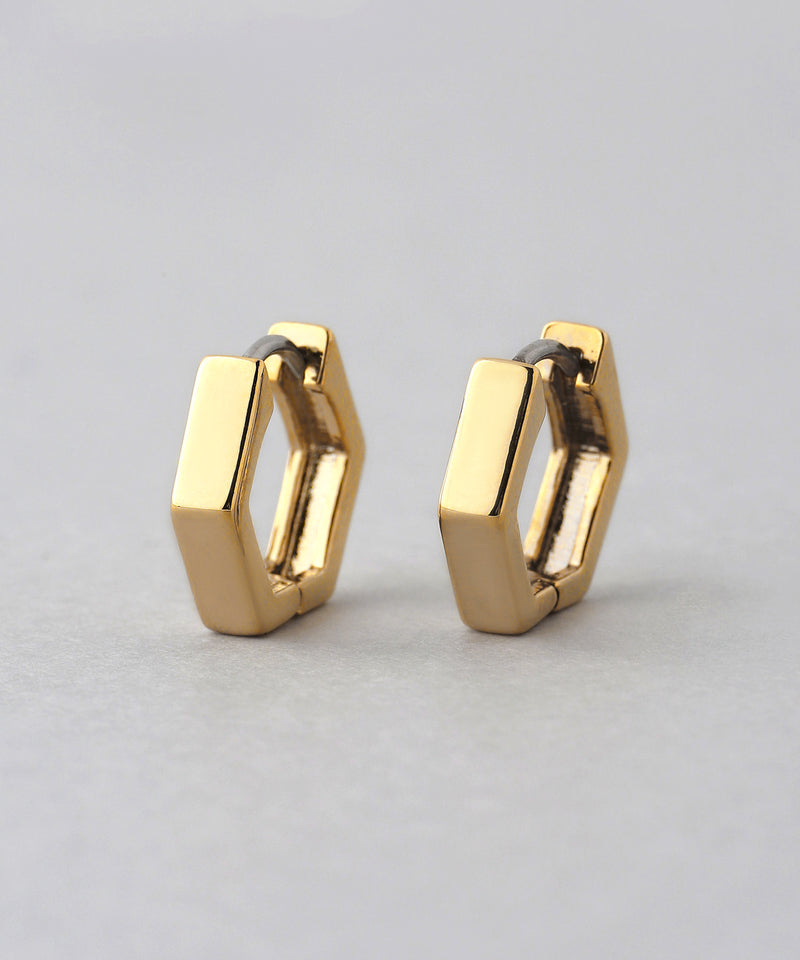ヘキサゴンミニフープピアス