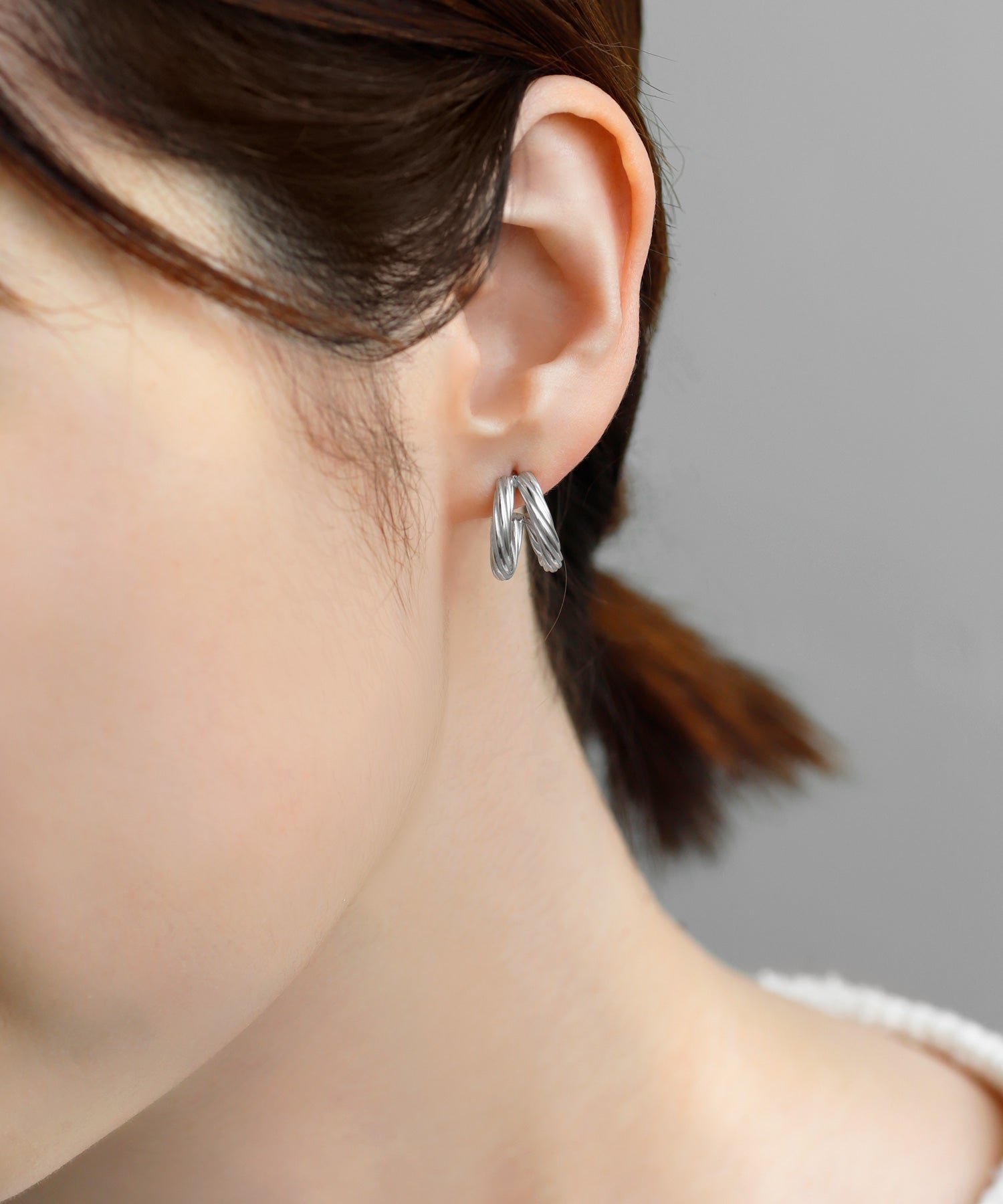 ANEMONE】【ステンレス】ダブルラインフープピアス｜アネモネ