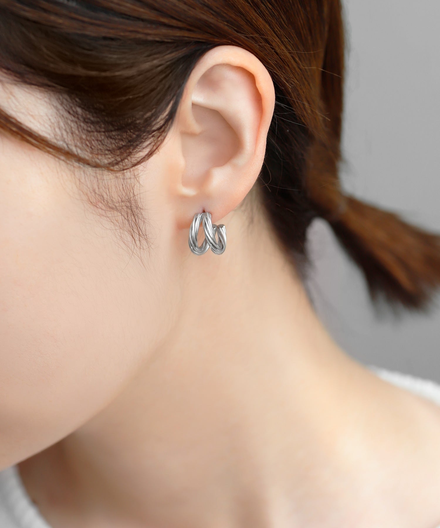 ANEMONE】【ステンレス】ダブルラインフープピアス｜アネモネ