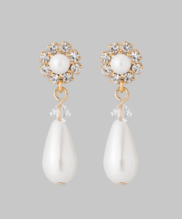 ANEMONE】ビジューフラワー×パールピアス｜アネモネ・シエナロゼ