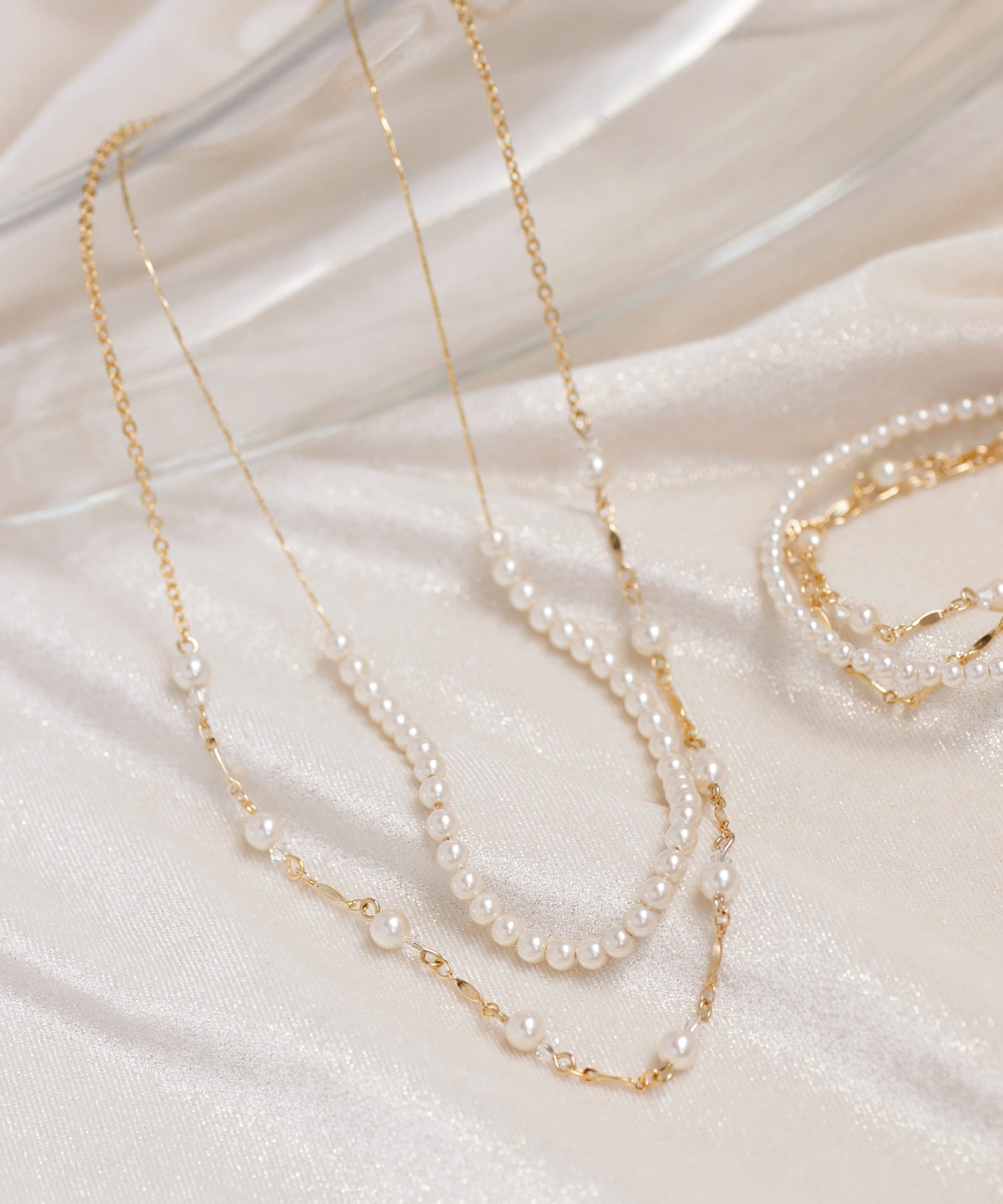 パールネックレス ストーン付き 120cm 2連パールネックス クリスマス