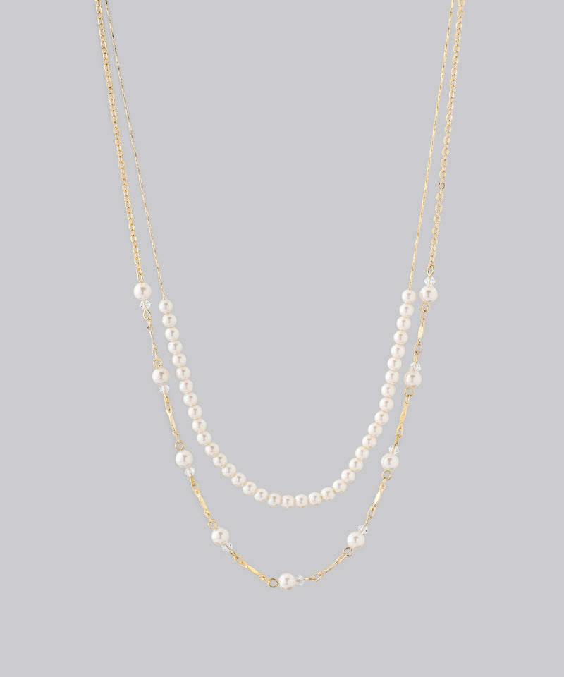 Pearl x Bead Station Double Necklace