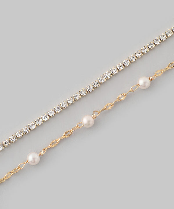 Pearl and bijou double necklace