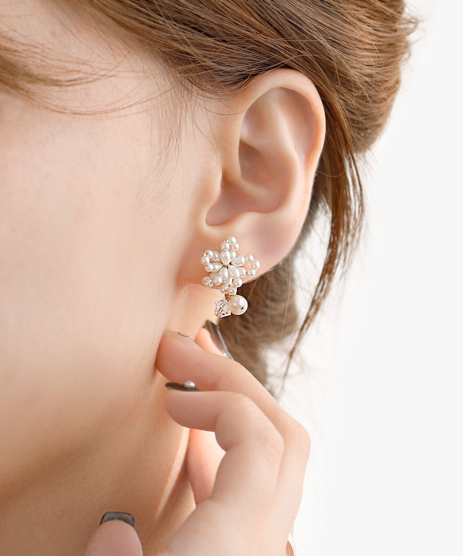 ANEMONE】パールフラワーピアス｜アネモネ・シエナロゼ・ミミサン