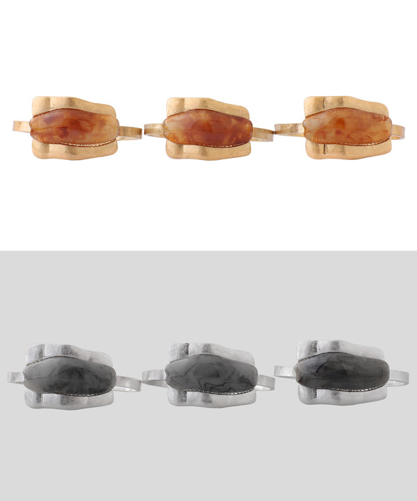 マーブル×メタルプレートバングル