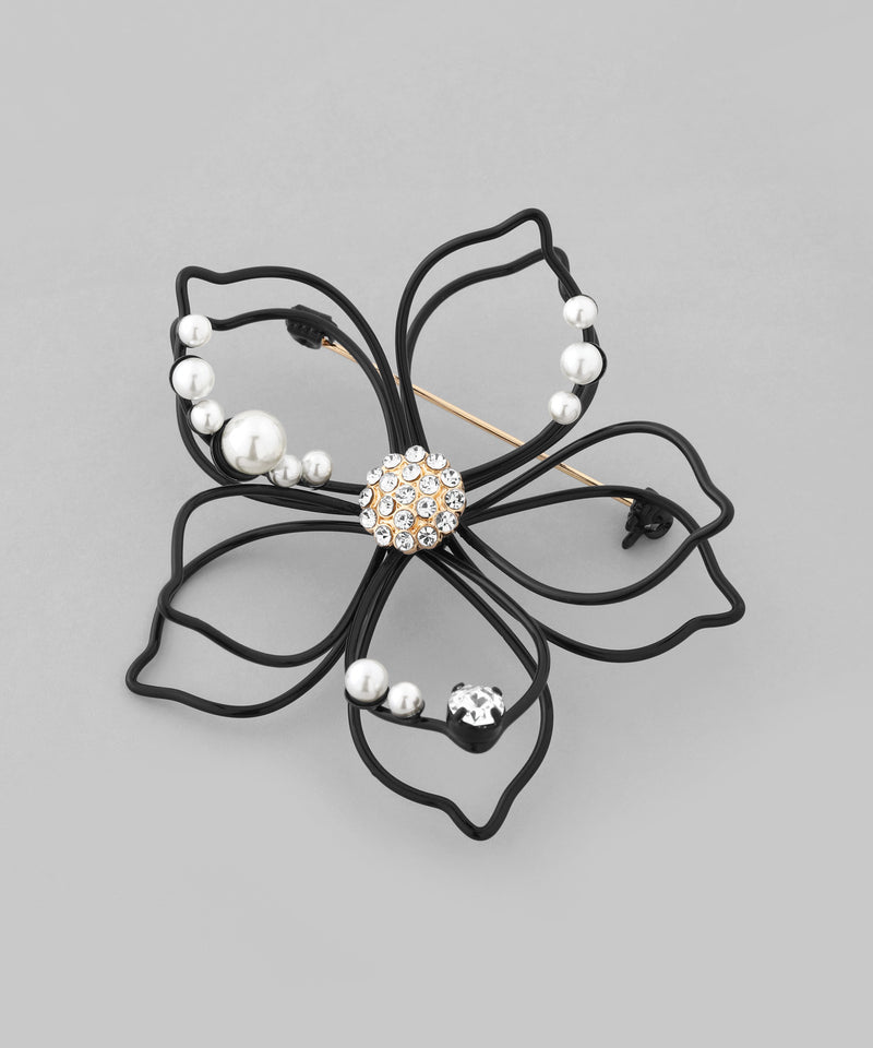 フラワーラインブローチ