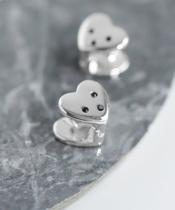 ハート×ビジューフープピアス