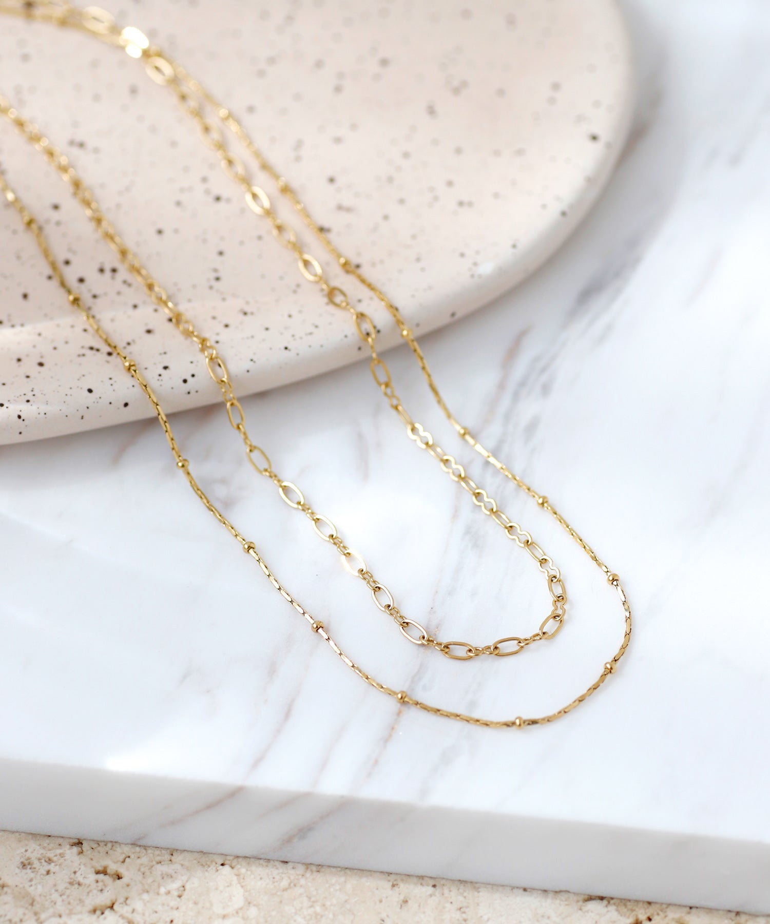 ANEMONE】【ステンレス】ダブルチェーンネックレス｜アネモネ