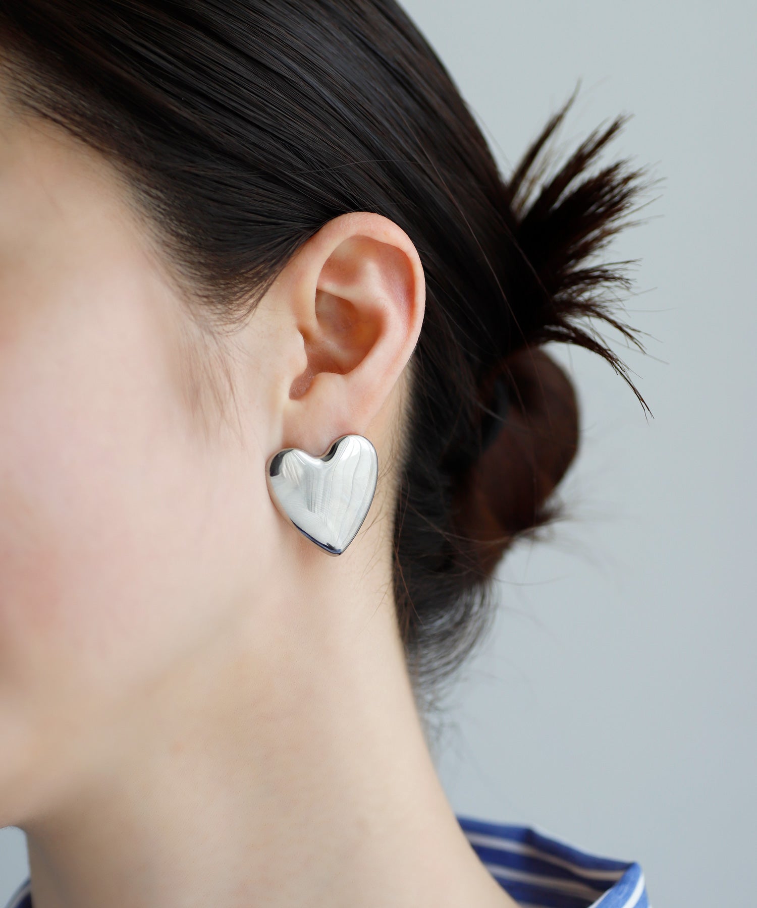 ANEMONE】【ステンレス】ボリュームメタルハートピアス｜アネモネ