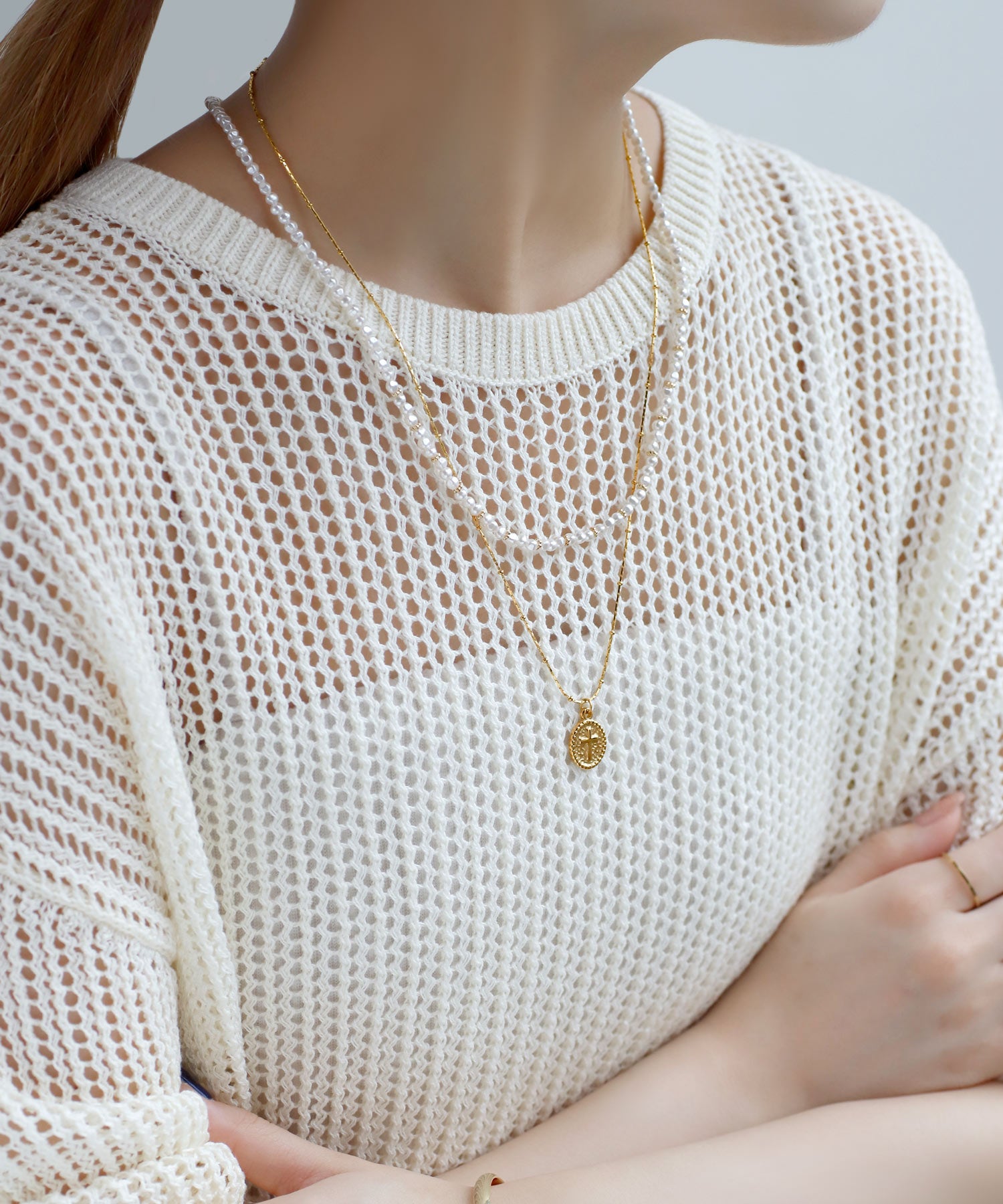 ANEMONE】【ステンレス】クロスメダイネックレス｜アネモネ