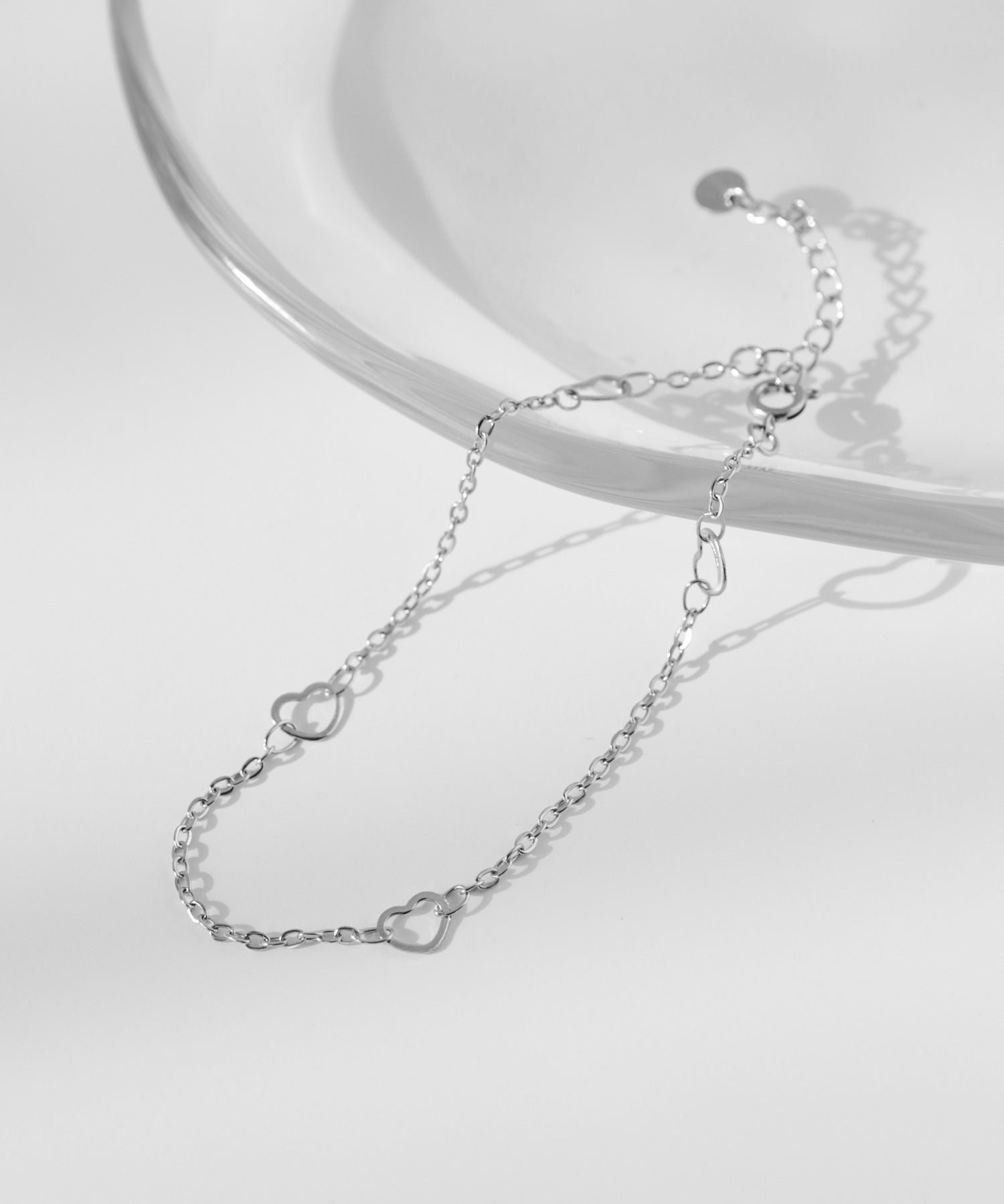 ANEMONE】【ステンレス】ハートステーションチェーンブレスレット