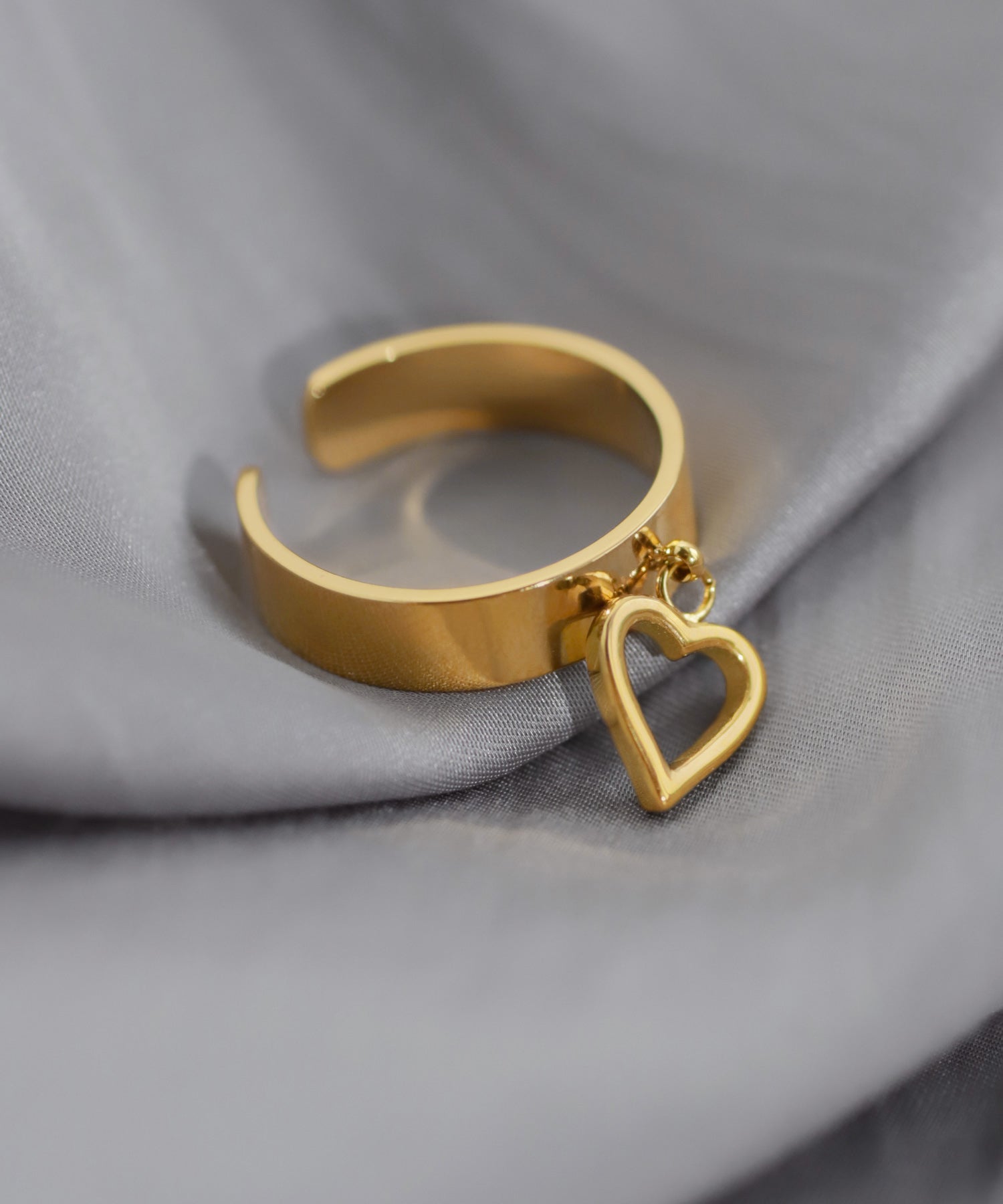 ANEMONE】【ステンレス】ハートチャームリング｜アネモネ・シエナロゼ