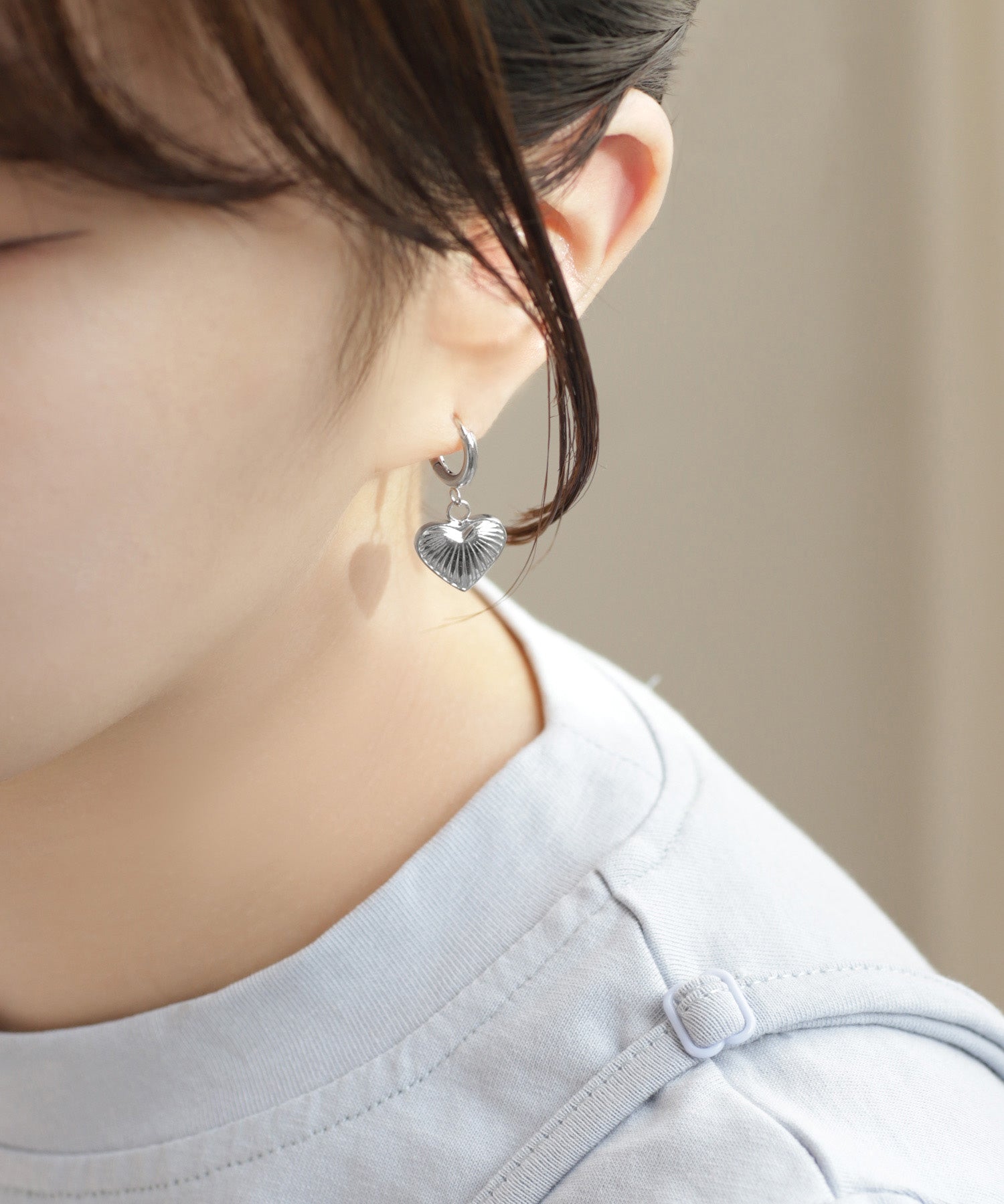 ANEMONE】【ステンレス】ハートフープピアス｜アネモネ・シエナロゼ