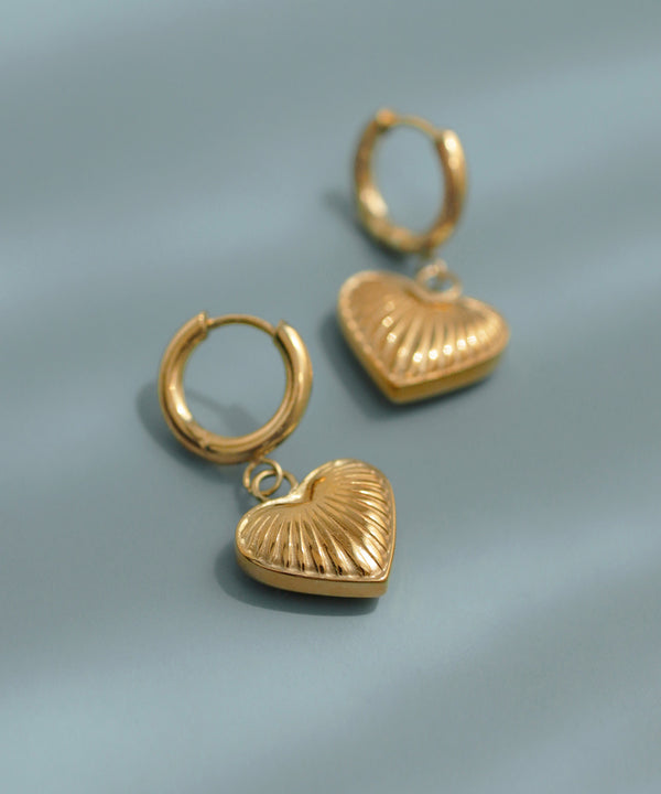 [Stainless Steel] Heart Hoop Earrings