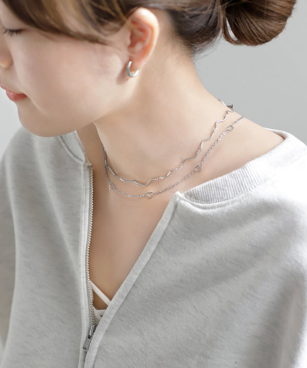 【ステンレス】ハートステーションチェーンネックレス