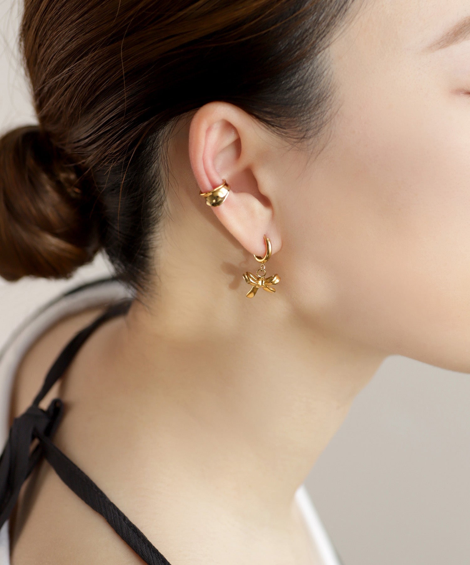 ANEMONE】【ステンレス】リボンフープピアス｜アネモネ・シエナロゼ