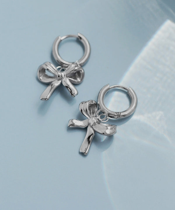 【ステンレス】リボンフープピアス