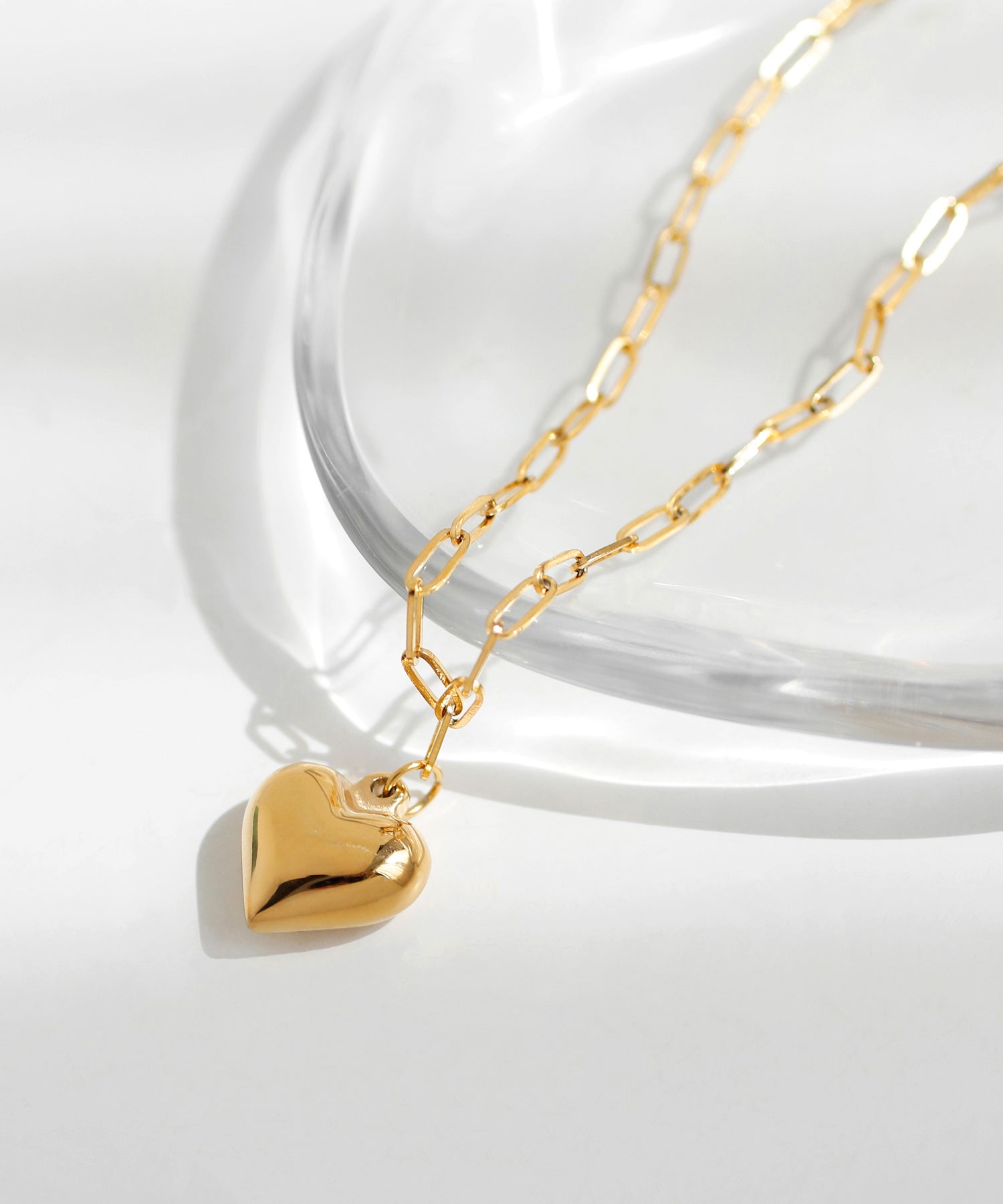 ANEMONE】【ステンレス】ハート×スクエアチェーンネックレス｜アネモネ