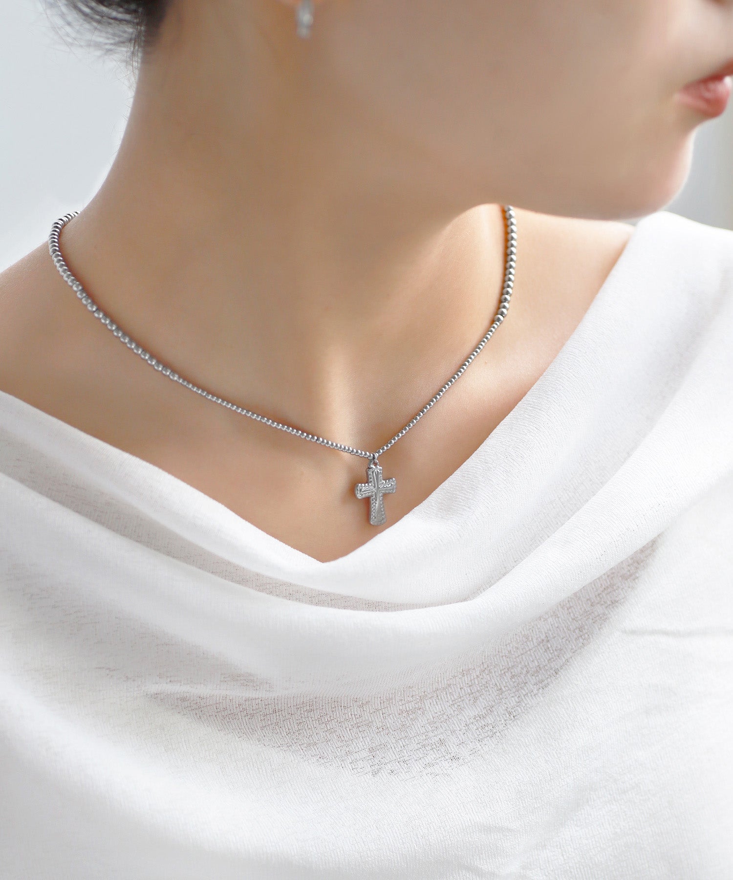 ANEMONE】【ステンレス】クロスネックレス｜アネモネ・シエナロゼ