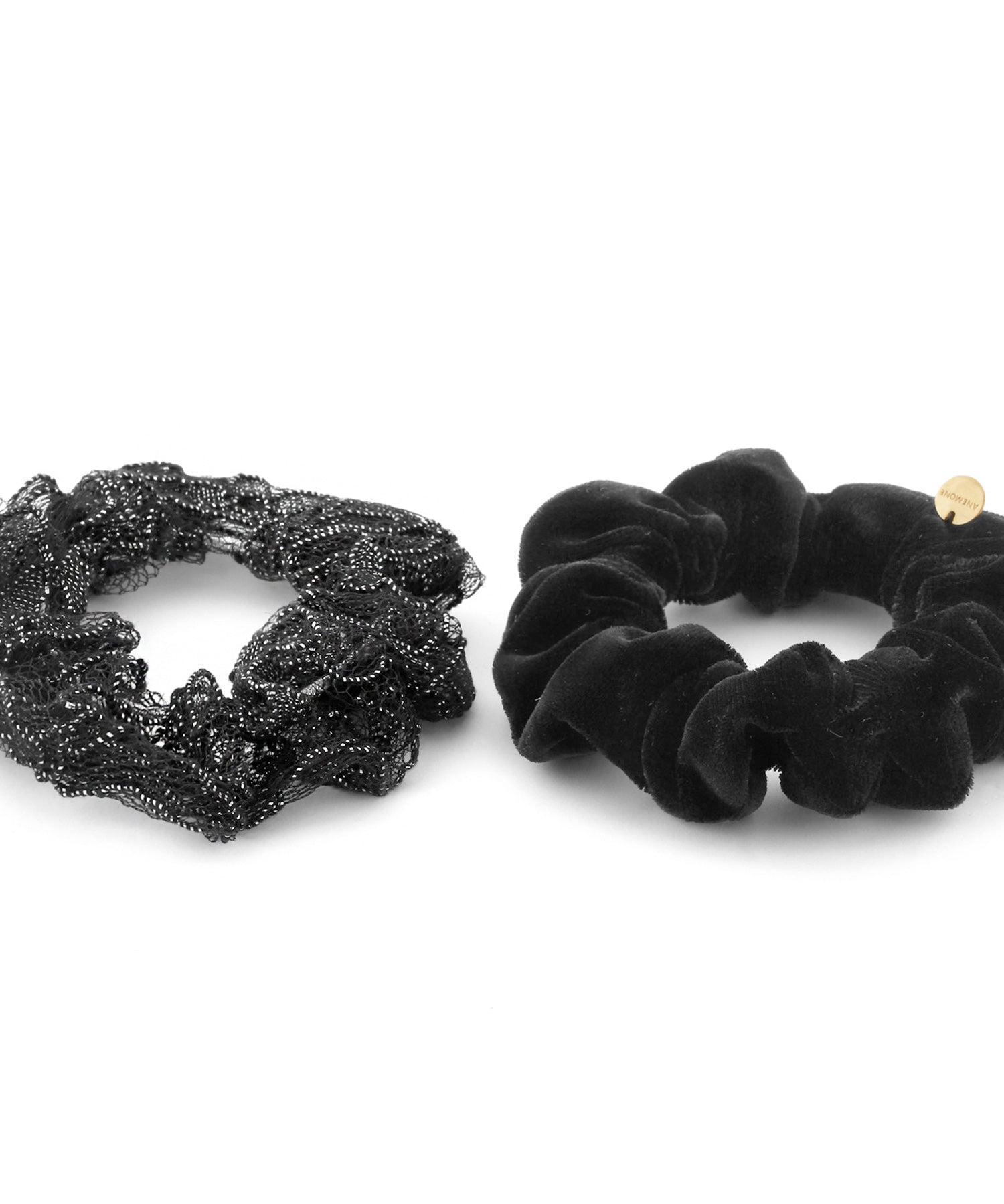 黒いベルベットレースのヘアアクセサリー ANEMONE】ベロア×レースシュシュ[2個セット]｜アネモネ・シエナロゼ