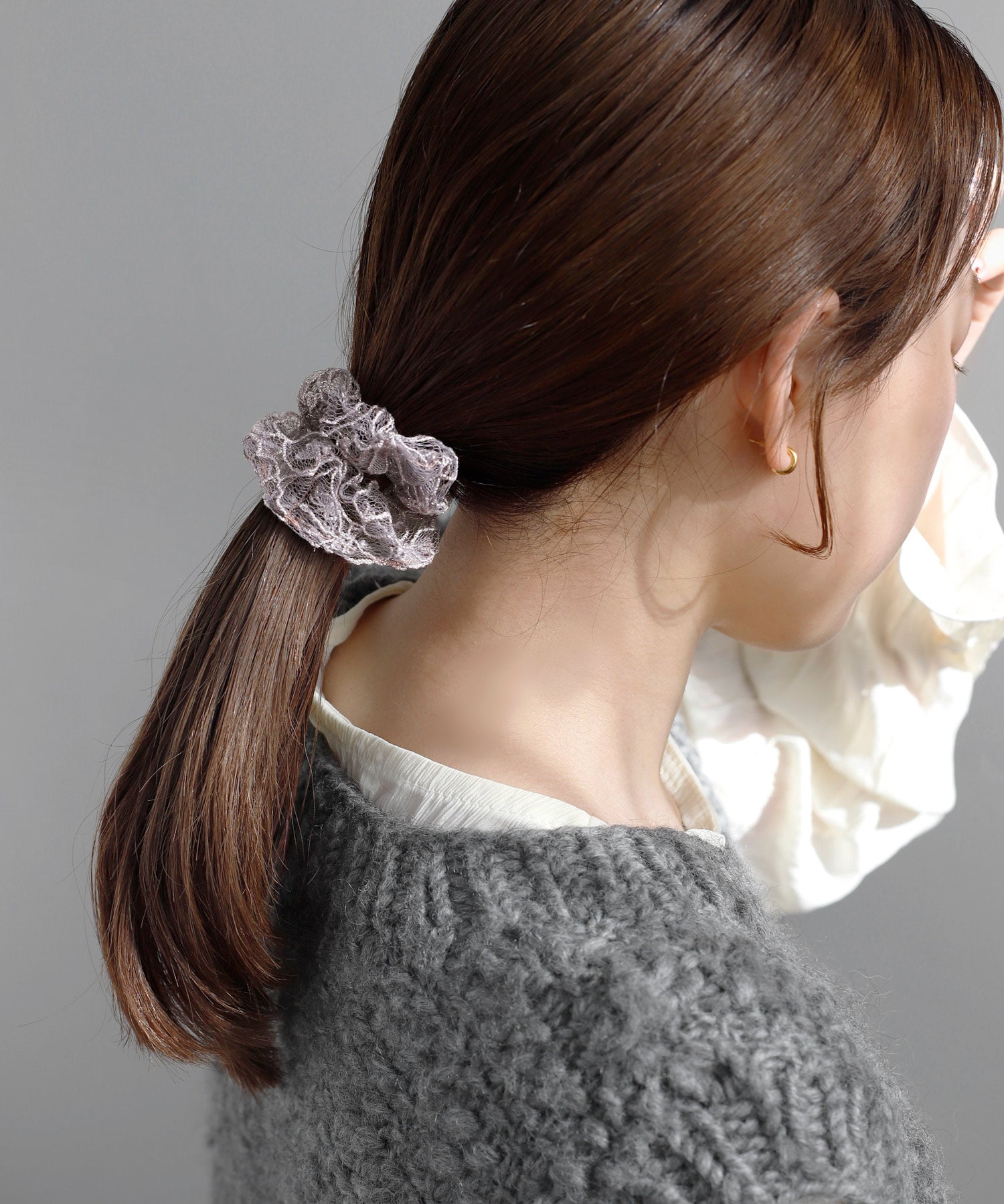 ANEMONE】ベロア×レースシュシュ[2個セット]｜アネモネ・シエナロゼ