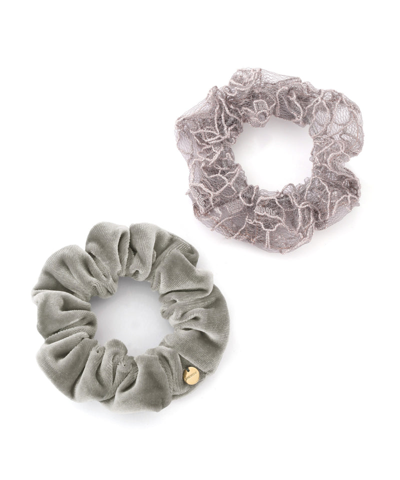Velour x Lace Scrunchie [Set of 2]