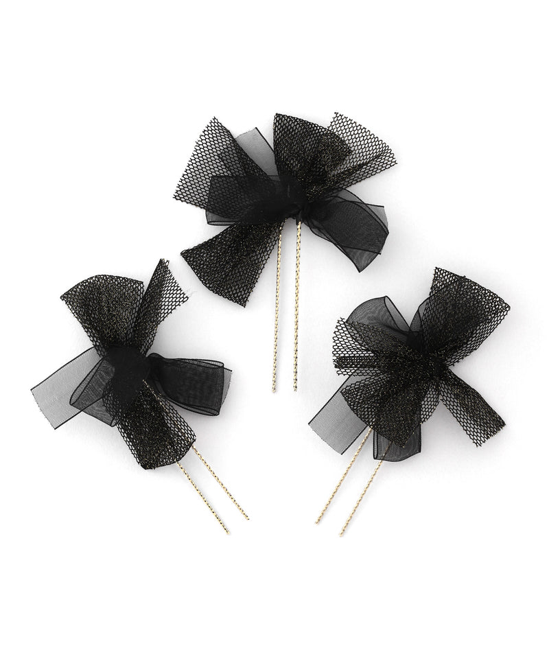 Glitter Sheer Ribbon U-Pin (Set of 3)
