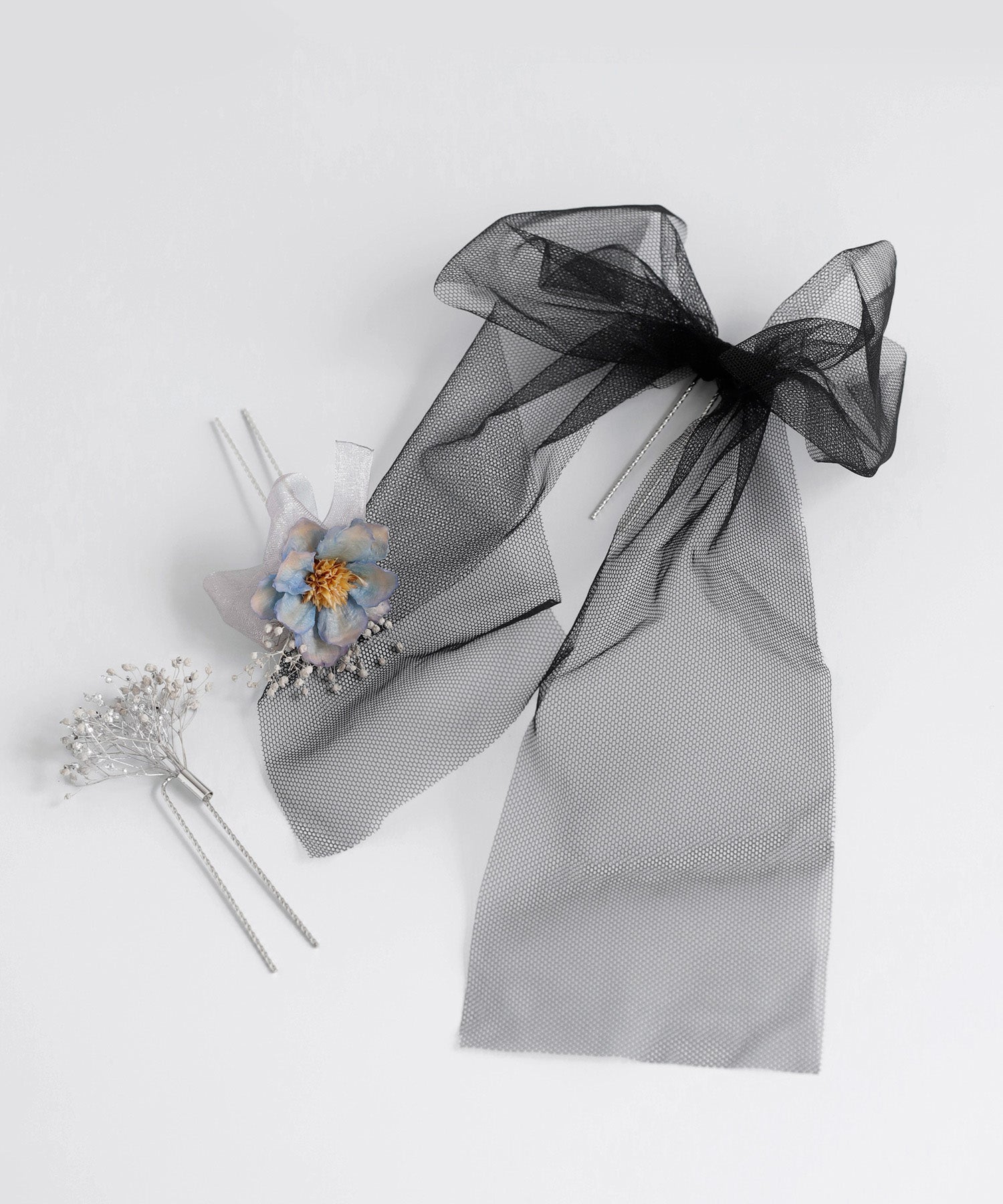 ANEMONE】シアーリボン×ドライフラワーUピン[3本セット]｜アネモネ