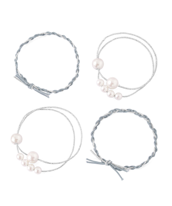 Pearl and glitter hair ties (set of 4)