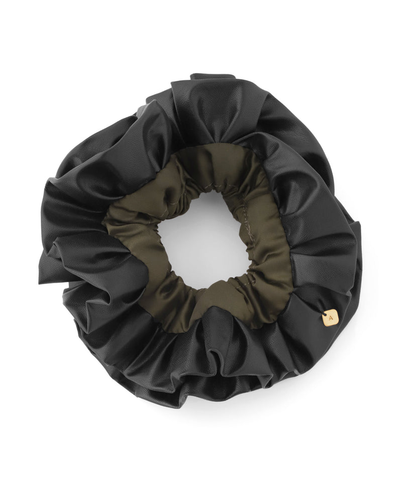 Leather-like ruffle scrunchie