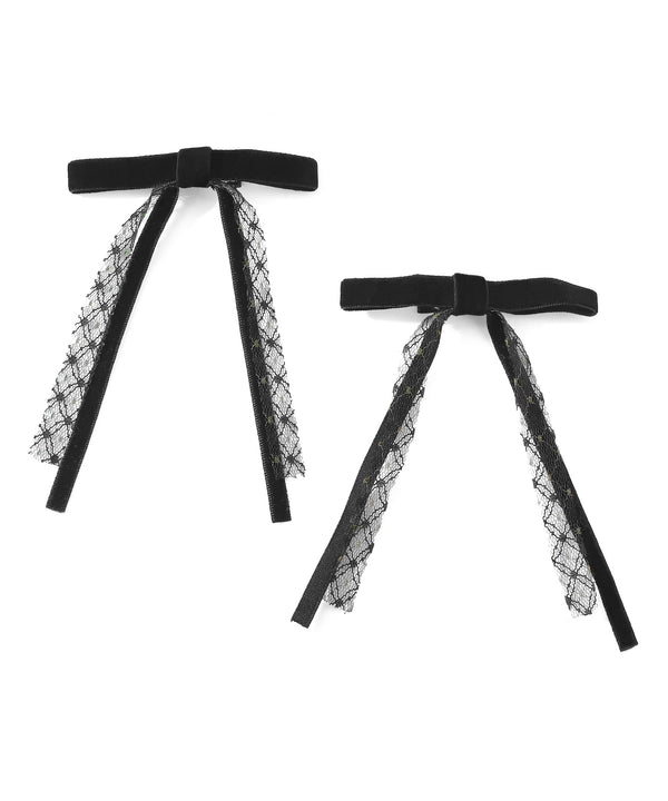 Velvet x Lace Ribbon Clips [Set of 2]