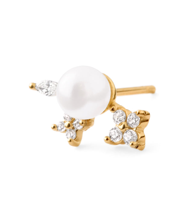 【ステンレス】パール×ビジューピアス