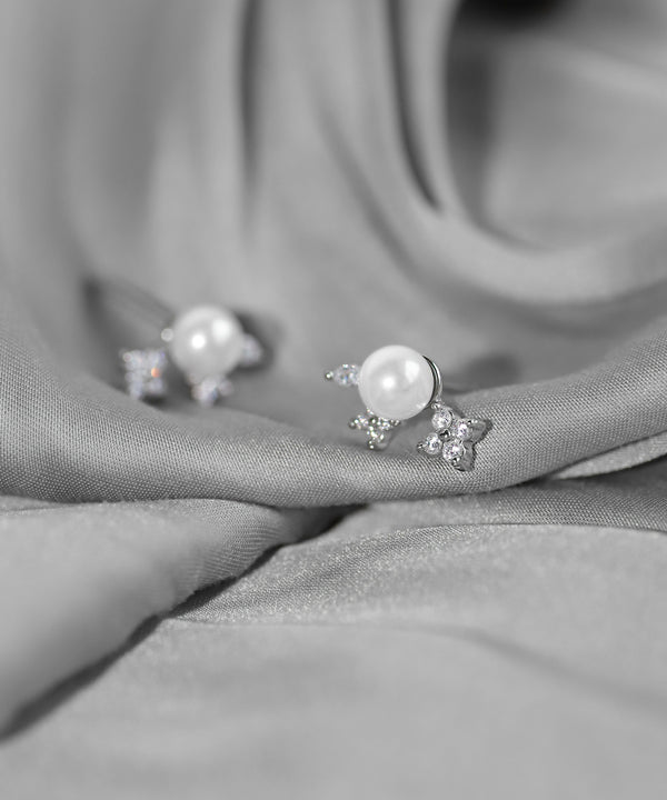 【ステンレス】パール×ビジューピアス