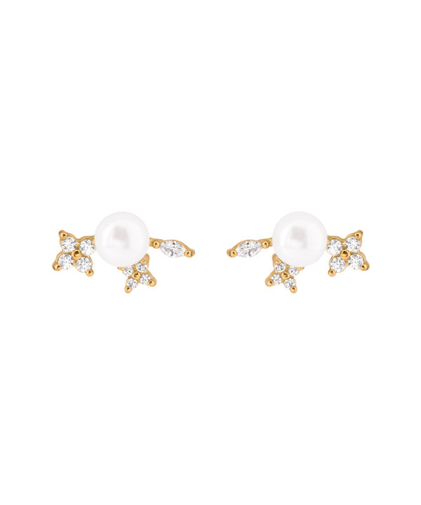 【ステンレス】パール×ビジューピアス
