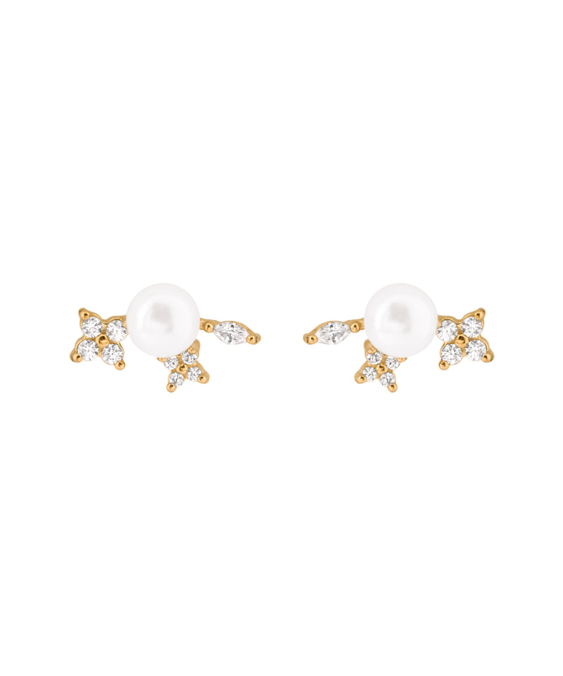 【ステンレス】パール×ビジューピアス